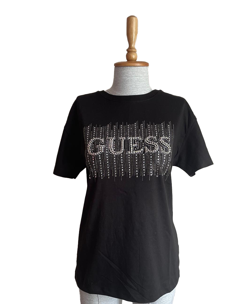 Guess Taş Detaylı Siyah Tişört